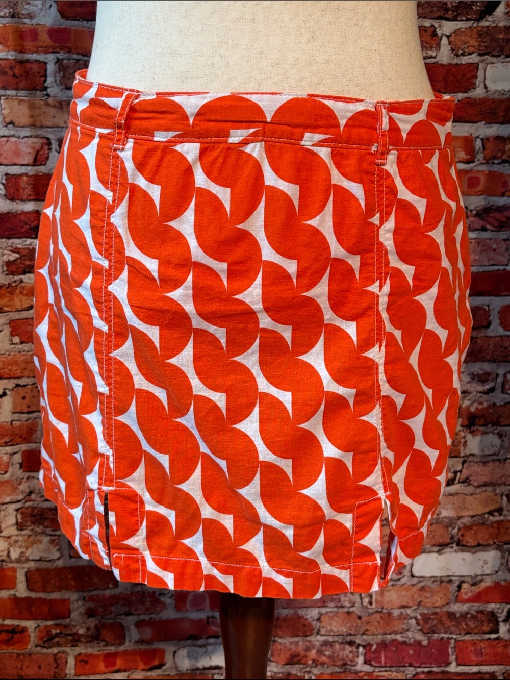 Joe Fresh Orange and White Geometric Mini Skirt Size 14